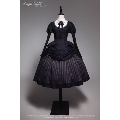 Lingxi Striped Chronicles Top and Skirt Set(Reservation/Full Payment Without Shipping)